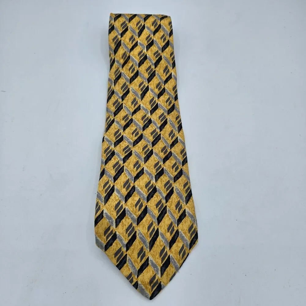 Necktie Mens Vintage Geoffrey Beene Mens Tie Yellow And Black Size Is 57in x 3.5